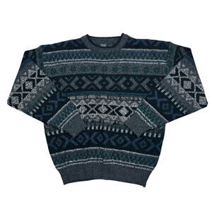 Vintage 90s Stefano Man Sweater Mens XL Geometric Style Made Korea